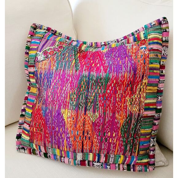 Guatemalan Pillow Cover from San Raymundo Vintage Huipil 19x19" Handloomed Hobo - Picture 1 of 6